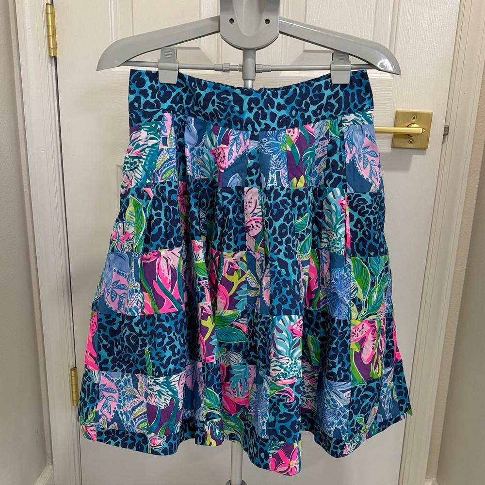 Lilly Pulitzer Blue and Pink A-Line Skirt